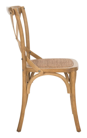 Safavieh FRANKLIN X Back Side Chairs - Timeless Bistro Elegance for Modern Dining Spaces, Set of Two Oak AMH9500C-SET2