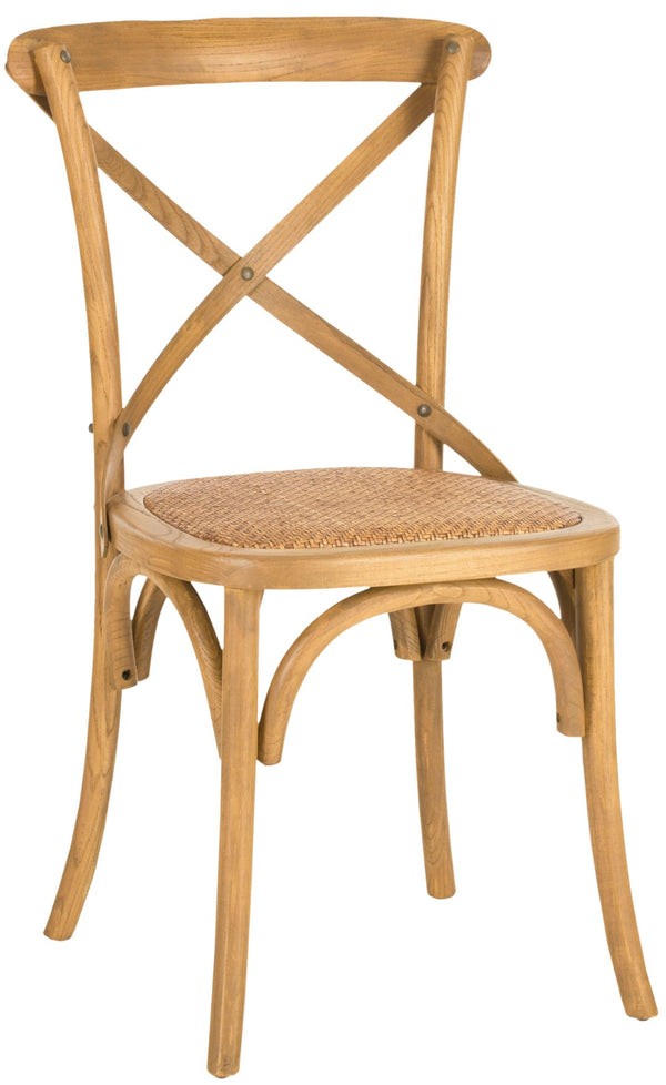 Safavieh FRANKLIN X Back Side Chairs - Timeless Bistro Elegance for Modern Dining Spaces, Set of Two Oak AMH9500C-SET2