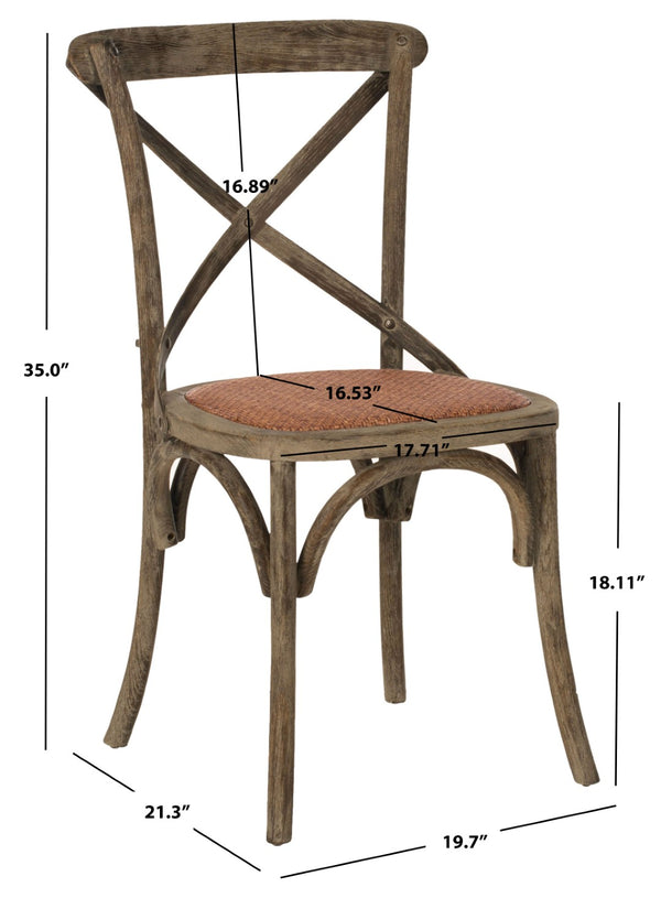 Safavieh FRANKLIN X Back Side Chairs - Timeless Bistro Elegance for Modern Dining Spaces, Set of Two Weathered Grey AMH9500D-SET2
