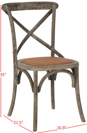 Safavieh FRANKLIN X Back Side Chairs - Timeless Bistro Elegance for Modern Dining Spaces, Set of Two Weathered Grey AMH9500D-SET2
