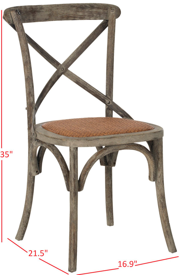 Safavieh FRANKLIN X Back Side Chairs - Timeless Bistro Elegance for Modern Dining Spaces, Set of Two Weathered Grey AMH9500D-SET2