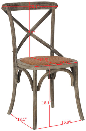 Safavieh FRANKLIN X Back Side Chairs - Timeless Bistro Elegance for Modern Dining Spaces, Set of Two Weathered Grey AMH9500D-SET2