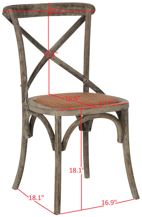 Safavieh FRANKLIN X Back Side Chairs - Timeless Bistro Elegance for Modern Dining Spaces, Set of Two Weathered Grey AMH9500D-SET2