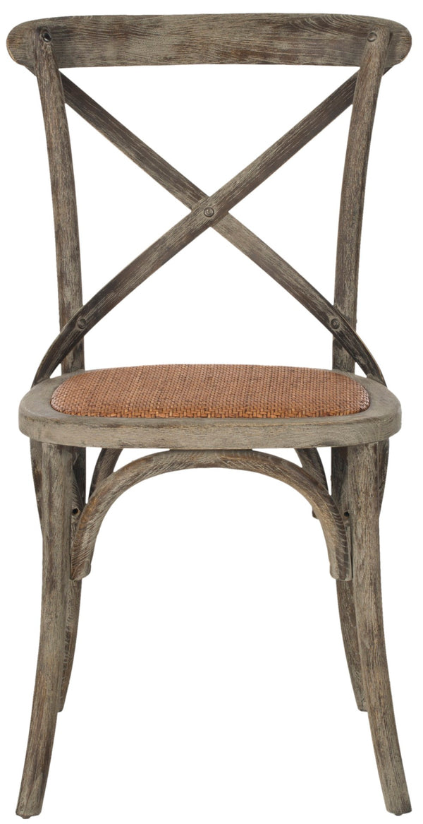 Safavieh FRANKLIN X Back Side Chairs - Timeless Bistro Elegance for Modern Dining Spaces, Set of Two Weathered Grey AMH9500D-SET2