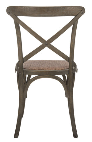 Safavieh FRANKLIN X Back Side Chairs - Timeless Bistro Elegance for Modern Dining Spaces, Set of Two Weathered Grey AMH9500D-SET2