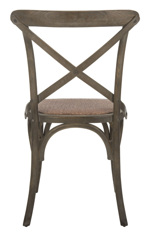 Safavieh FRANKLIN X Back Side Chairs - Timeless Bistro Elegance for Modern Dining Spaces, Set of Two Weathered Grey AMH9500D-SET2