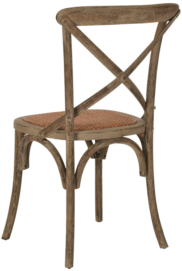 Safavieh FRANKLIN X Back Side Chairs - Timeless Bistro Elegance for Modern Dining Spaces, Set of Two Weathered Grey AMH9500D-SET2