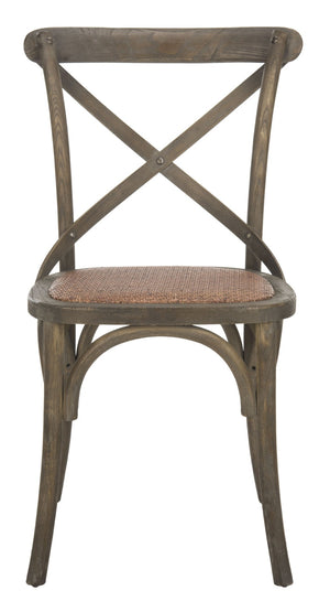 Safavieh FRANKLIN X Back Side Chairs - Timeless Bistro Elegance for Modern Dining Spaces, Set of Two Weathered Grey AMH9500D-SET2