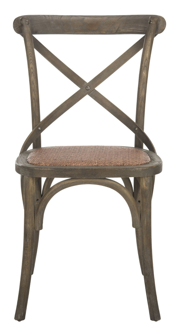 Safavieh FRANKLIN X Back Side Chairs - Timeless Bistro Elegance for Modern Dining Spaces, Set of Two Weathered Grey AMH9500D-SET2