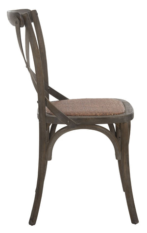 Safavieh FRANKLIN X Back Side Chairs - Timeless Bistro Elegance for Modern Dining Spaces, Set of Two Weathered Grey AMH9500D-SET2