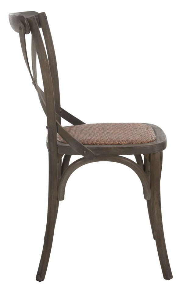 Safavieh FRANKLIN X Back Side Chairs - Timeless Bistro Elegance for Modern Dining Spaces, Set of Two Weathered Grey AMH9500D-SET2