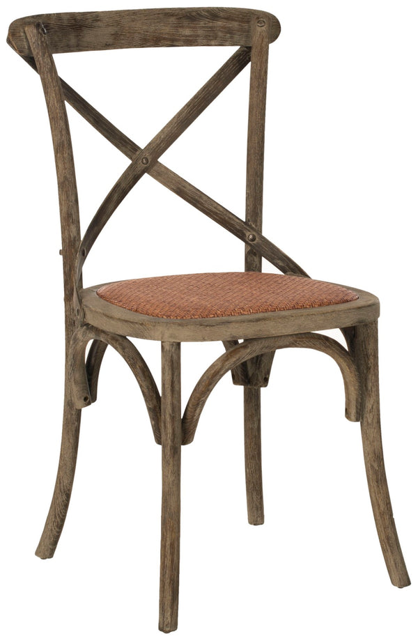 Safavieh FRANKLIN X Back Side Chairs - Timeless Bistro Elegance for Modern Dining Spaces, Set of Two Weathered Grey AMH9500D-SET2