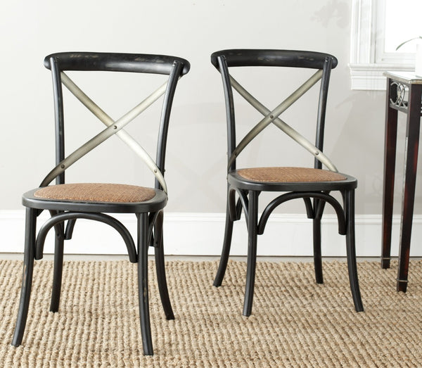 Safavieh ELEANOR Bentwood-Inspired Side Chair - Vintage European Charm for Stylish Dining Spaces and Bistros Black AMH9501B-SET2