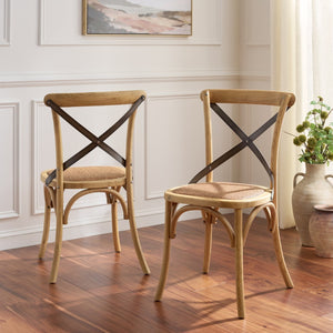 Safavieh ELEANOR Bentwood-Inspired Side Chair - Vintage European Charm for Stylish Dining Spaces and Bistros Oak AMH9501C-SET2