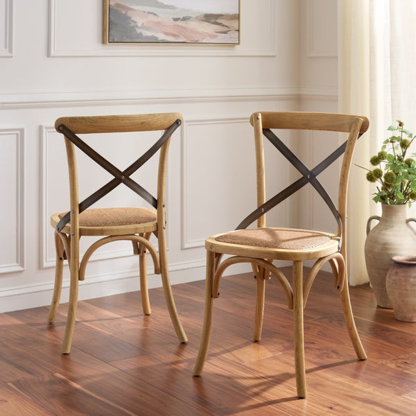 Safavieh ELEANOR Bentwood-Inspired Side Chair - Vintage European Charm for Stylish Dining Spaces and Bistros Oak AMH9501C-SET2