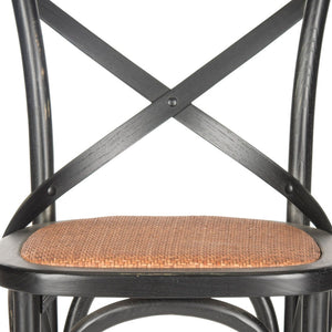 Safavieh Franklin Bar Stool - Elegant Cross-Back Bistro Design With Rattan Caning For Stylish Home Interiors Black AMH9502B