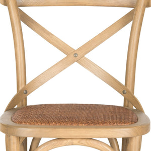 Safavieh Franklin Bar Stool - Elegant Cross-Back Bistro Design With Rattan Caning For Stylish Home Interiors Oak AMH9502C