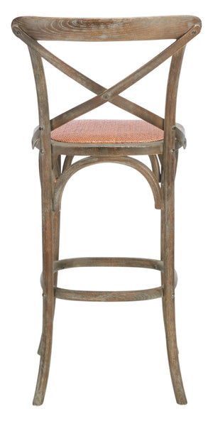 Safavieh Franklin Bar Stool - Elegant Cross-Back Bistro Design With Rattan Caning For Stylish Home Interiors Weathered / Grey AMH9502D