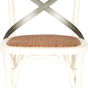 Safavieh Eleanor X Back Bar Stool - Classic Café Charm With Curved Frame And Woven Rattan Seat For Comfort Antique White AMH9503A