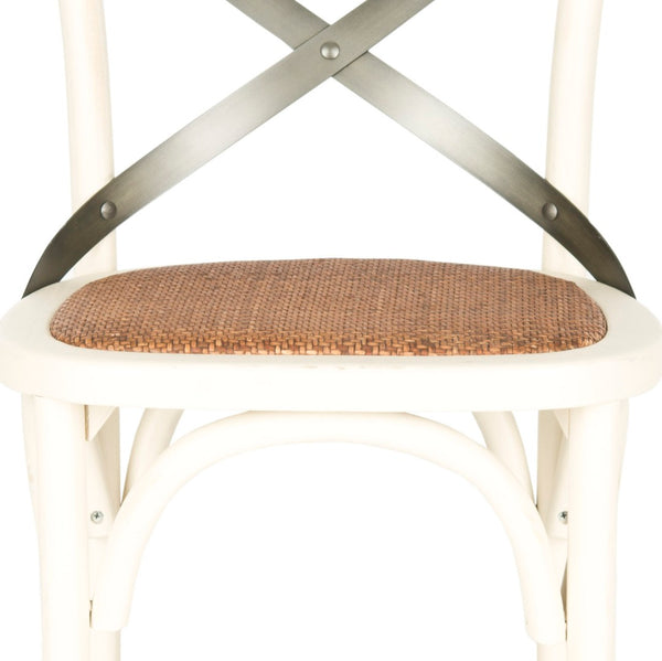 Safavieh Eleanor X Back Bar Stool - Classic Café Charm With Curved Frame And Woven Rattan Seat For Comfort Antique White AMH9503A