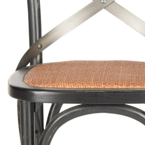 Safavieh Eleanor X Back Bar Stool - Classic Café Charm With Curved Frame And Woven Rattan Seat For Comfort Black AMH9503B