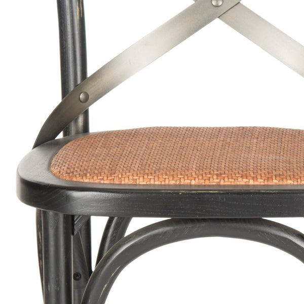 Safavieh Eleanor X Back Bar Stool - Classic Café Charm With Curved Frame And Woven Rattan Seat For Comfort Black AMH9503B