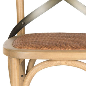 Safavieh Eleanor X Back Bar Stool - Classic Café Charm With Curved Frame And Woven Rattan Seat For Comfort Weathered Oak AMH9503C