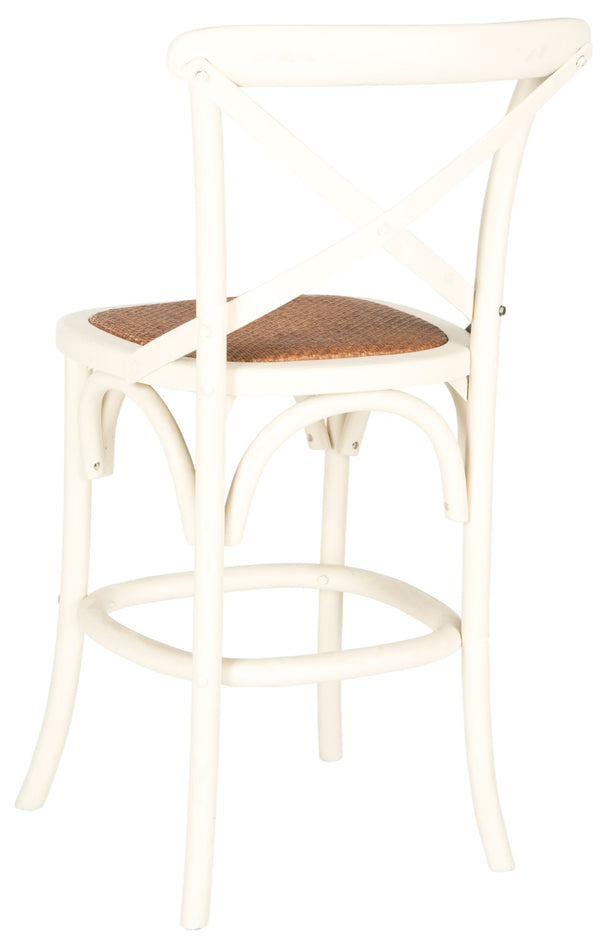 Safavieh Franklin Counter Stool - Timeless X-Back Design, Distressed Finish, Perfect For Kitchen Or Dining Spaces Antique White AMH9504A