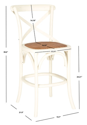 Safavieh Franklin Counter Stool - Timeless X-Back Design, Distressed Finish, Perfect For Kitchen Or Dining Spaces Antique White AMH9504A