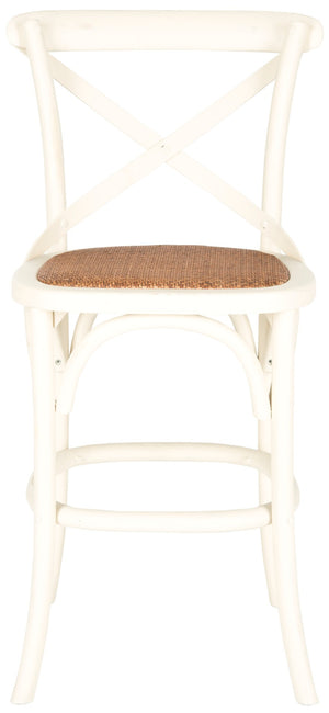 Safavieh Franklin Counter Stool - Timeless X-Back Design, Distressed Finish, Perfect For Kitchen Or Dining Spaces Antique White AMH9504A