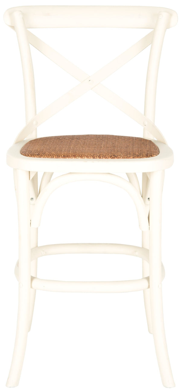 Safavieh Franklin Counter Stool - Timeless X-Back Design, Distressed Finish, Perfect For Kitchen Or Dining Spaces Antique White AMH9504A