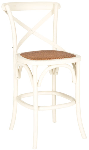 Safavieh Franklin Counter Stool - Timeless X-Back Design, Distressed Finish, Perfect For Kitchen Or Dining Spaces Antique White AMH9504A