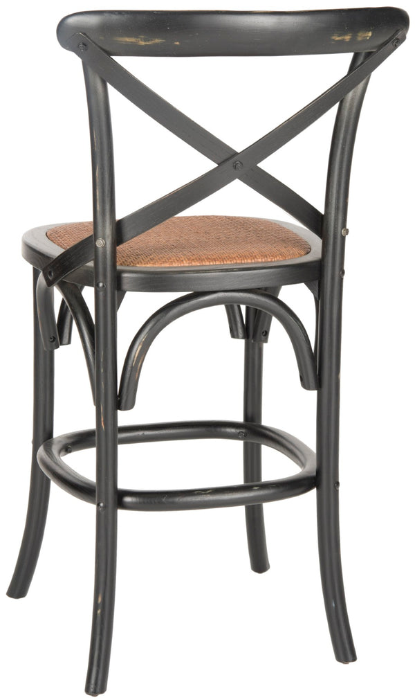Safavieh Franklin Counter Stool - Timeless X-Back Design, Distressed Finish, Perfect For Kitchen Or Dining Spaces Black AMH9504B