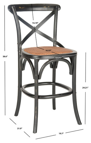 Safavieh Franklin Counter Stool - Timeless X-Back Design, Distressed Finish, Perfect For Kitchen Or Dining Spaces Black AMH9504B