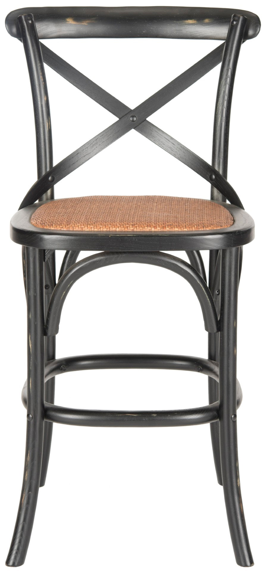 Safavieh Franklin Counter Stool - Timeless X-Back Design, Distressed Finish, Perfect For Kitchen Or Dining Spaces Black AMH9504B