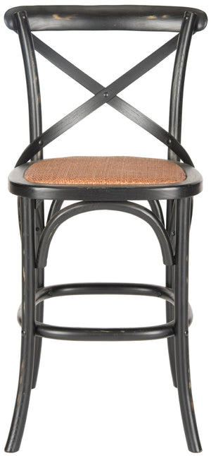 Safavieh Franklin Counter Stool - Timeless X-Back Design, Distressed Finish, Perfect For Kitchen Or Dining Spaces Black AMH9504B