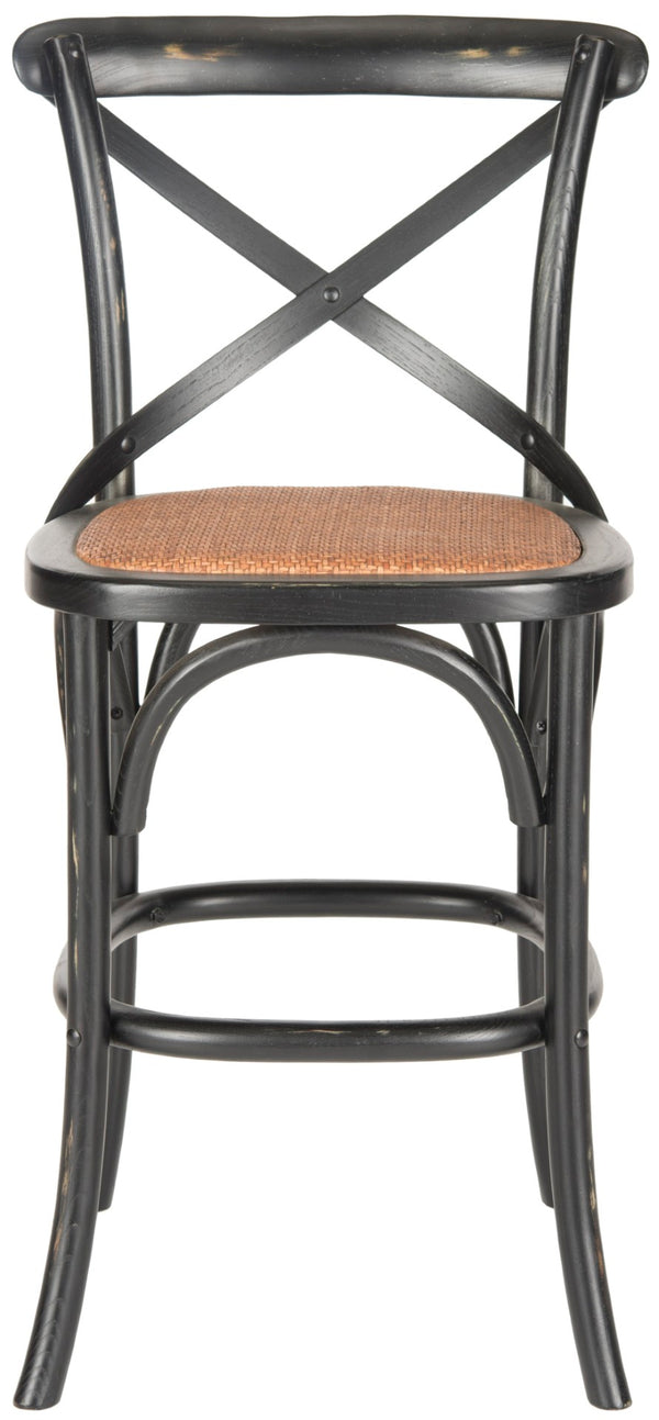 Safavieh Franklin Counter Stool - Timeless X-Back Design, Distressed Finish, Perfect For Kitchen Or Dining Spaces Black AMH9504B