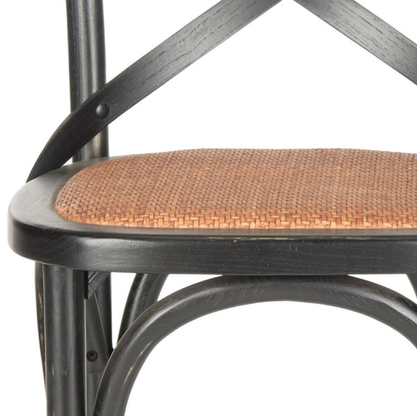 Safavieh Franklin Counter Stool - Timeless X-Back Design, Distressed Finish, Perfect For Kitchen Or Dining Spaces Black AMH9504B