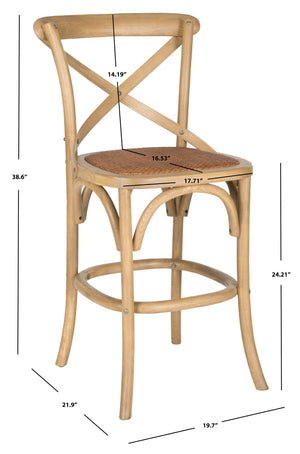 Safavieh Franklin Counter Stool - Timeless X-Back Design, Distressed Finish, Perfect For Kitchen Or Dining Spaces Weathered Oak AMH9504C