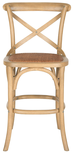 Safavieh Franklin Counter Stool - Timeless X-Back Design, Distressed Finish, Perfect For Kitchen Or Dining Spaces Weathered Oak AMH9504C
