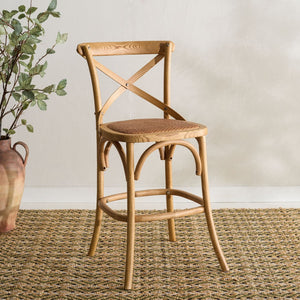 Safavieh Franklin Counter Stool - Timeless X-Back Design, Distressed Finish, Perfect For Kitchen Or Dining Spaces Weathered Oak AMH9504C