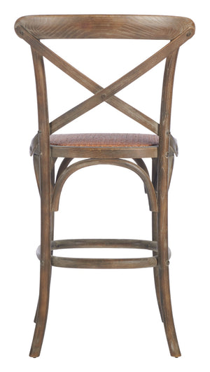 Safavieh Franklin Counter Stool - Timeless X-Back Design, Distressed Finish, Perfect For Kitchen Or Dining Spaces Weathered Grey AMH9504D
