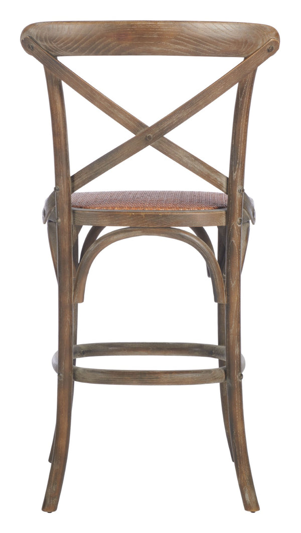 Safavieh Franklin Counter Stool - Timeless X-Back Design, Distressed Finish, Perfect For Kitchen Or Dining Spaces Weathered Grey AMH9504D