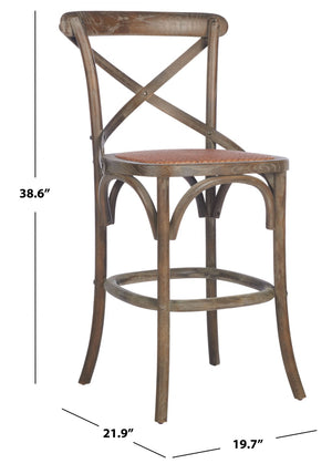 Safavieh Franklin Counter Stool - Timeless X-Back Design, Distressed Finish, Perfect For Kitchen Or Dining Spaces Weathered Grey AMH9504D