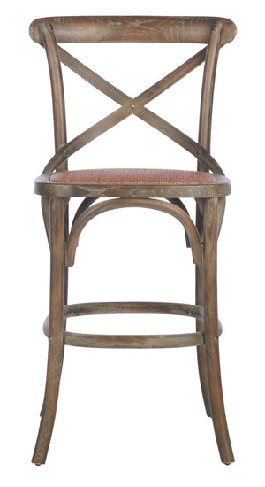 Safavieh Franklin Counter Stool - Timeless X-Back Design, Distressed Finish, Perfect For Kitchen Or Dining Spaces Weathered Grey AMH9504D