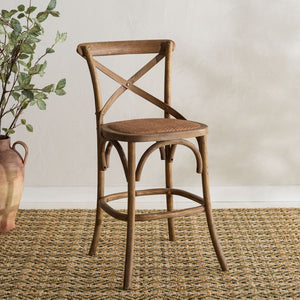 Safavieh Franklin Counter Stool - Timeless X-Back Design, Distressed Finish, Perfect For Kitchen Or Dining Spaces Weathered Grey AMH9504D