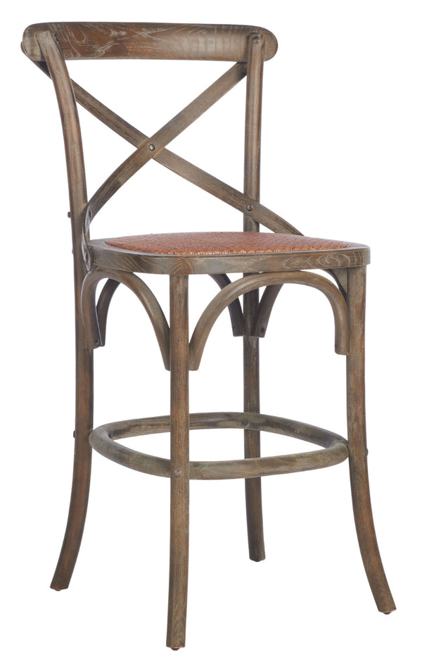 Safavieh Franklin Counter Stool - Timeless X-Back Design, Distressed Finish, Perfect For Kitchen Or Dining Spaces Weathered Grey AMH9504D