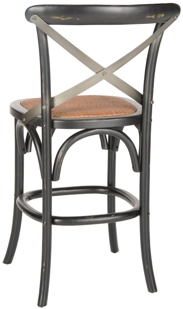 Safavieh Eleanr Elegant X-Back Counter Stool For Timeless Café Charm In Kitchen Or Dining Spaces, Durable Design Black AMH9505B