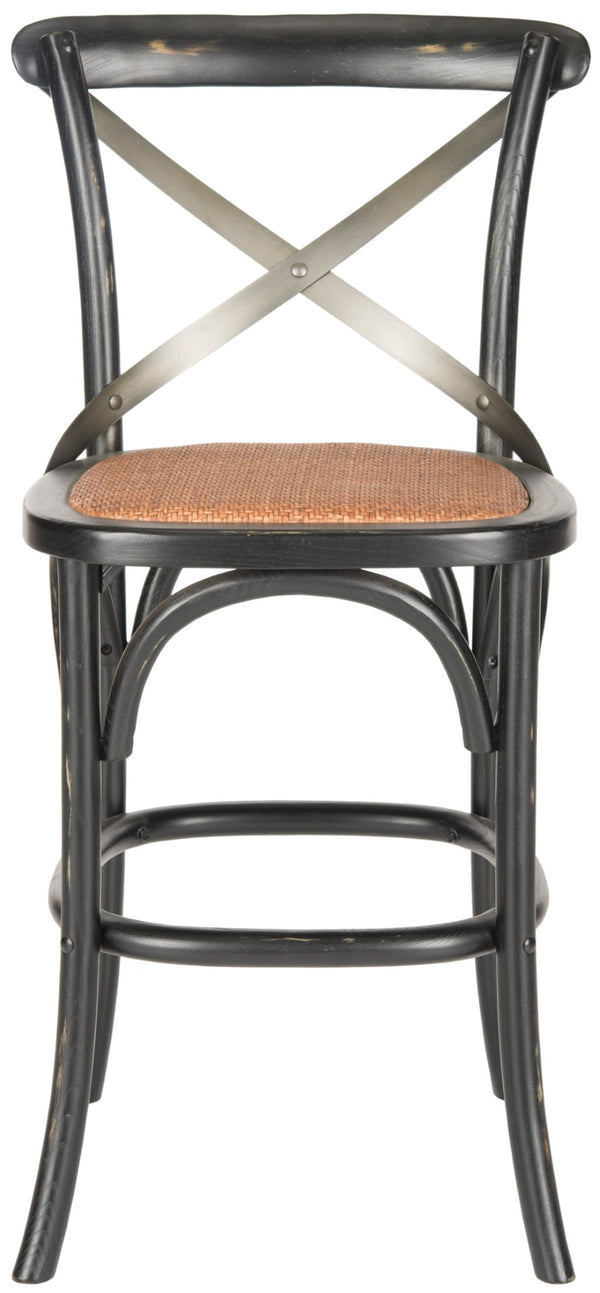 Safavieh Eleanr Elegant X-Back Counter Stool For Timeless Café Charm In Kitchen Or Dining Spaces, Durable Design Black AMH9505B
