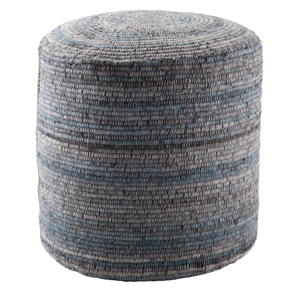 Jaipur Living Jaipur Living Handcrafted Wool Blend Cylinder Pouf Striped Coastal Footrest Seat POF100470